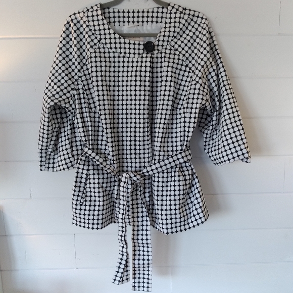Covington Jackets & Blazers - Covington black & white modern geometric patterned belted dress coat size xl